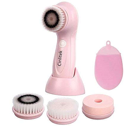 Facial Cleanser Brush, 3 in 1 Electric Rotating Facial Cleansing Brush USB Rechargeable Sonic Facial Brush Skin Cleansing for Exfoliation and Deep Scrubbing, Silicone Body Shower Bath Brush - 2 Pack
