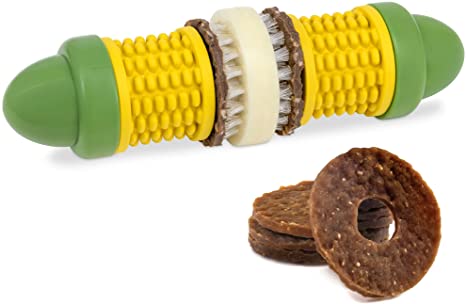 PetSafe Busy Buddy Cravin’ Corncob Dog Toys – Treat Ring Holding Chew Toy – BPA Free Rubber – Butter Scented – Interactive Pet Puzzle for Boredom or Separation Anxiety – Small to Large Dogs