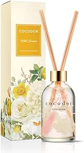 COCODOR Herbarium Reed Diffuser/White Jasmine/6.7oz(200ml)/ Fragrance Scent Essential Oil Stick Diffuser Set for Bedroom Bathroom Home Décor