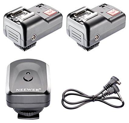 Neewer 4 Channels Wireless/Radio Hot Shoe Flash Trigger Set with 2 Receivers for DSLR Canon Nikon Pentax Olympus (Set: 1 Transmitter   2 Receivers)