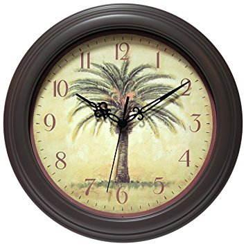 Infinity Instruments Cabana 12" Silent Sweep Resin Palm Tree Wall Clock