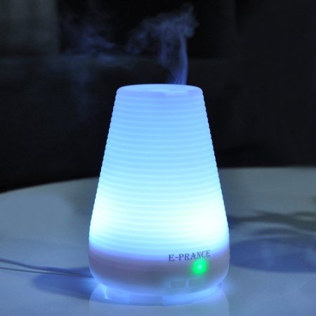 Essential Oil Diffuser E-PRANCE 100ml Aroma Essential Oil Cool Mist Humidifier with Adjustable Mist ModeWaterless Auto Shut-off and 7 Color LED Lights Changing for Home Office Baby Bedroom Spa Yoga