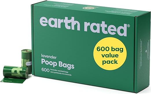 Earth Rated Dog Poop Bags Value Pack - Leak-Proof and Extra-Thick Pet Waste Bags for Big and Small Dogs - Refill Rolls - Lavender Scented - 600 Count