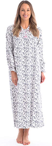 Patricia Lingerie Women's 100% Cotton Flannel Print Long Sleeve Nightgown