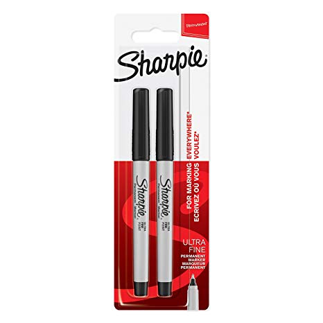 Sharpie Permanent Markers, Ultra-Fine Tip - Black, Pack of 2