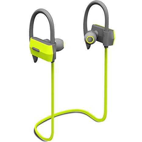 Wireless Bluetooth Headphones,In Ear Sports Earbuds Secure Fit Earhook Headset 7-hour Working Time with Mic IPX4 Sweatproof Headphone Workout for Running Gym Exercise Earphones by Heiyo --Green