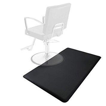 Saloniture 3 ft. x 5 ft. Salon & Barber Shop Chair Anti-Fatigue Floor Mat - Black Rectangle - 5/8 in. Thick