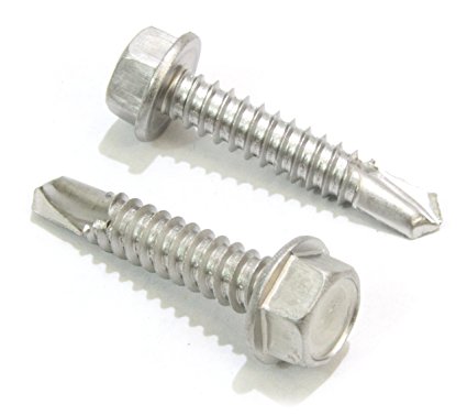 #8 x 1-1/2" Stainless Hex Washer Head Self Drilling Screws, (100pc) 410 Stainless Steel Self Tapping Choose Size and QTY