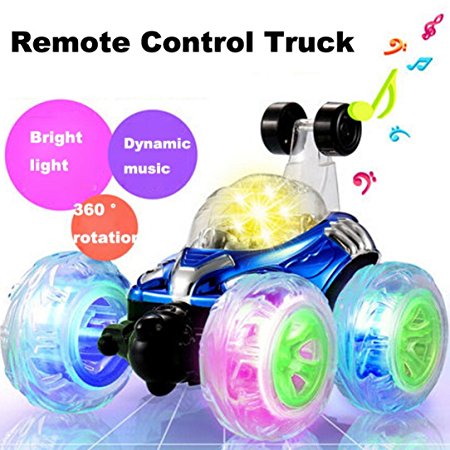 GBSELL 360°Remote Control Truck Car With Color Flash & Music for Kids Toys