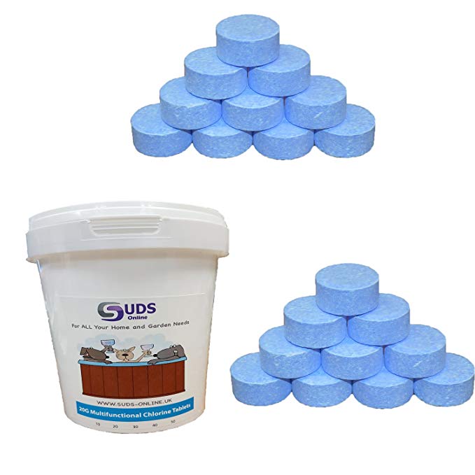 SUDS-ONLINE 50 x 20g Chlorine Tablets for Hot Tubs Swimming Pool