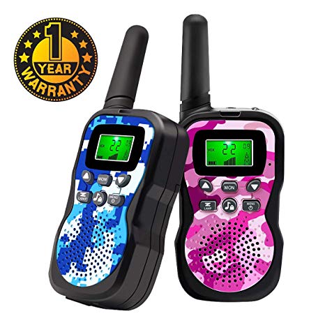 Walkie Talkies For Kids , Range Up to 3 Miles With Backlit LCD Display And Flashlight Walkie Talkies For Boys Girls Outdoor Toys For 3-12 Year Old Boys Girls Bset Gifts For 3-12 Year Old Boys Girls