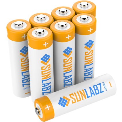 SunLabz® AA Rechargeable Batteries (8 Pack) Highest Performance NiMH 2600mAh