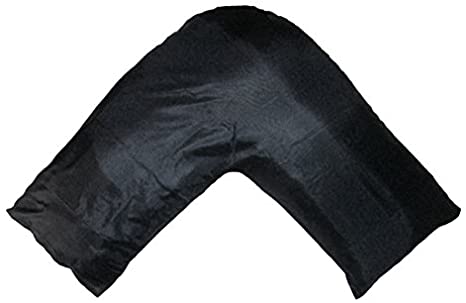 TAOSON New Silky Soft Satin V Shaped/Tri/Boomerang Standard Pillow Case Cushion Cover Multiple Colors (Black)