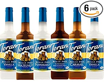 Torani Sugar Free Syrup Holiday Variety Pack, 25.4 Ounce (Pack of 6)