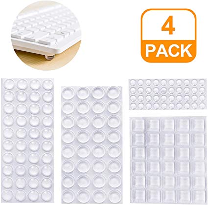 Soneer Clear Rubber Feet Bumper Pads,160 Pieces Buffer Pads Adhesive Rubber Feet, 4 Size Cabinet for for Door, Drawers,Notebook, Glass Non Slip