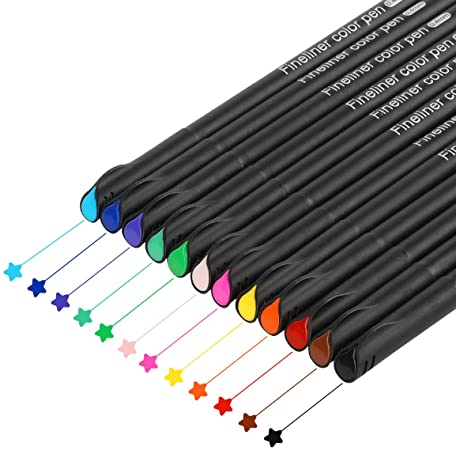 12 Colors Journal Planner Pens Colored Drawing Pens Fine Tip Markers Porous Fineliner Pen for Painting Note Writing Calendar Coloring Art School Office Supplies