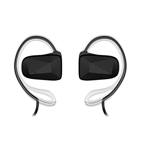 iGearPro Sweatproof Bluetooth Headphones with Earhook for Sports, Running, Gym, Hiking - Built In Microphone - iPhone, Samsung, Most Andriod Devices (Black)