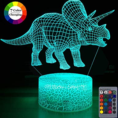 Unicorn Night Light for Kids,Dimmable LED Nightlight Bedside Lamp,16 Colors 7 Colors Changing,Touch&Remote Control,Best Unicorn Toys Birthday Christmas Gifts for Girls Boys (Dinosaur Triceratops)