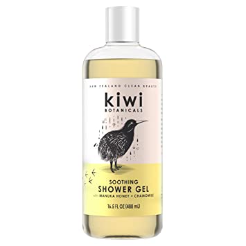 Kiwi Botanicals Soothing Shower Gel for Women, Chamomile and Manuka Honey, 16.5 fl oz