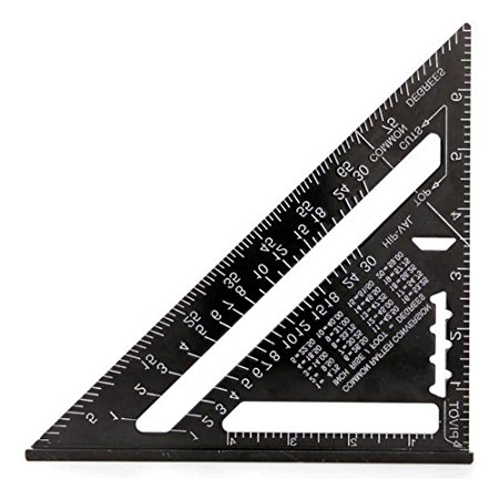 SUYIZN 7Inch Aluminum Alloy Roofing Rafter Square Triangle Ruler Protractor Measuring Tool Black S0101SYZ3