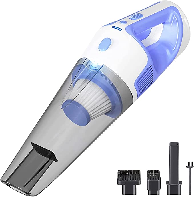 GOGOING Handheld Vacuum Cordless - Strong Suction [9000Pa] - Rechargeable Hand Held Vacuum, Hand Vacuum with Large Dirt Bowl, 3 Attachments & Cleaning Brush