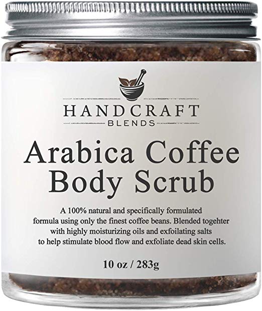 100% Natural Arabica Coffee Body Scrub with Organic Ingredients – Best for Stretch Marks, Acne, Anti Cellulite & Spider Vein Therapy for Varicose Veins - 10 OZ