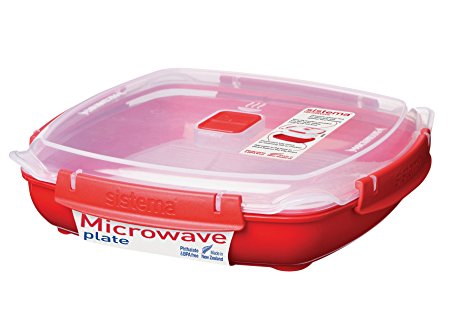 Sistema Microwave Cookware Plate, Large, 43.9 Ounce/ 5.5 Cup, Red