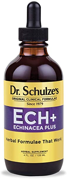 Dr. Schulze's Echinacea Plus | Echinacea Root and Seed | All Organic Extract | Gluten-Free & Non-GMO for Immune System Support | 4 oz.