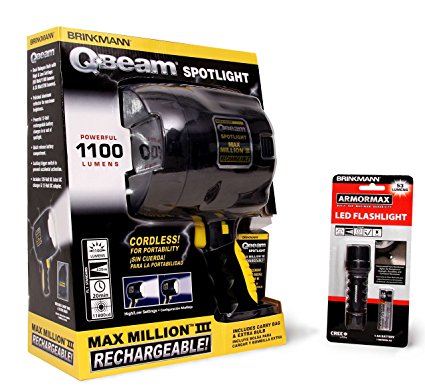 Brinkmann Handheld Lighting Set (Brinkmann QBeam 800-2380-W Max Million III Rechargeable Spotlight and Armormax LED Flashlight)