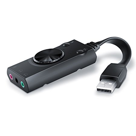 CSL - USB mini sound card - external | Virtual Surround Sound | for computer, notebook, tablet PC, Macbook | Plug & Play | Windows 10-compatible | black