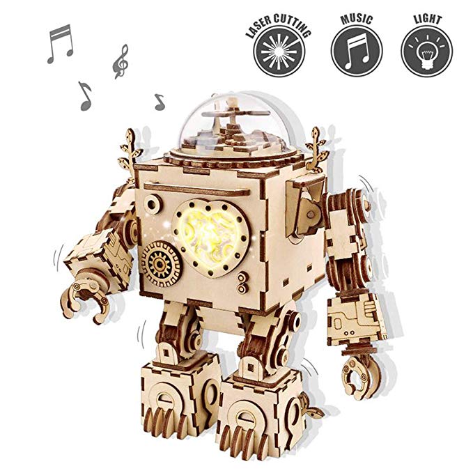 ROKR 3D Wooden Puzzles For Adult - Musical Robot Model Kits to Build - Brain Teaser Model Building Kits with Musical Effects, Christmas Birthday Gifts For Teens and Adults