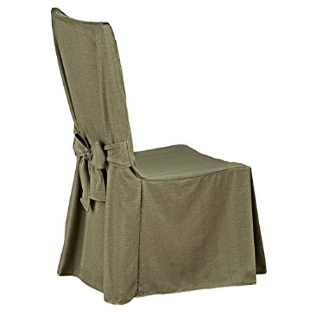 Collections Etc Garden Retreat Dining Chair Cover, Beautiful Furniture Protector with Decorative Bow Tie Back, Sage