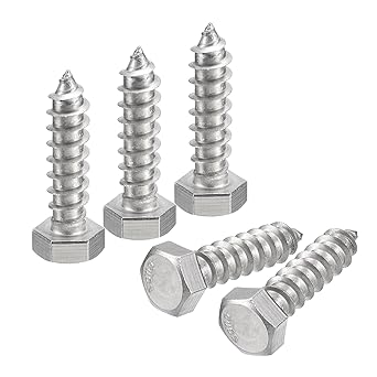 uxcell Hex Head Lag Screws Bolts, 10pcs 3/8" x 1-1/2" 304 Stainless Steel Partial Thread Wood Screws