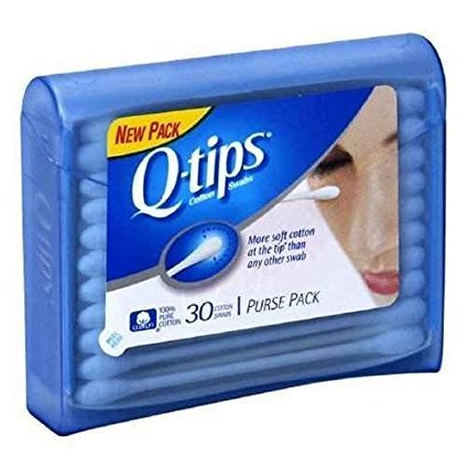 Q-Tips Cotton Swabs Purse Travel Size Pack, 30 Count (Pack of 6)