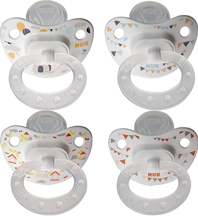 NUK Orthodontic Pacifier Value Pack (18  Month (Pack of 4), Trendline)