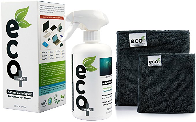 Ecomoist Natural Screen Cleaner Kit 500ml Family Business Size For TV LCD LED Computer Tablets Smartphones Laptops Keyboards E-Readers
