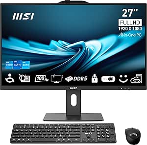 MSI PRO AP272P 27” IPS FHD All-in-One PC: Intel Core i7-14700, 16GB DDR5, 1TB m.2 NVMe SSD, WiFi, Adjustable Stand, Keyboard & Mouse, Windows 11 Home: 14M-602US