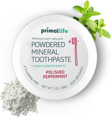 Dirty Mouth Organic Toothpowder #1 BEST RATED All Natural Dental Cleanser- Gently Polishes, Detoxifies, Re-Mineralizes, Strengthens Teeth - Polished Peppermint (1 oz = 3mo Supply) - Primal Life Organics