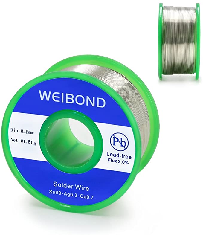 WeiBonD Lead Free Soldering Wire with Rosin Core for Electrical Solder, 0.8 mm, Net Weight 0.11 lb
