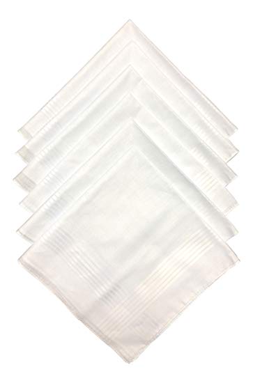 Q.T. Bamboo Men's Soft Bamboo Classic White Handkerchiefs 6 or 12 Packs