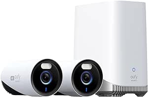 eufy Security eufyCam E330 (Professional) 2-Cam Kit, 4K Outdoor Security Camera System, 24/7 Recording, Plug-in, Wi-Fi NVR, Face Recognition AI, 10CH, Local Storage, No Monthly Fee