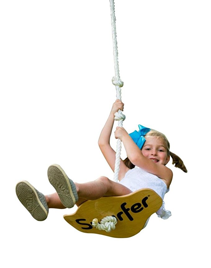 Swurfer Swift - Maple Wood Disc Swing For Kids Ages 4 and Up, Holds up to 150 Pounds - Includes 18" Curved Seat Swing with Heavy Duty Braided Rope