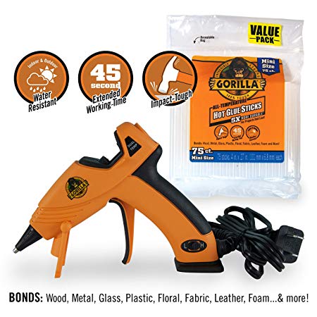 Gorilla 8401515 Hot Glue Gun and Sticks, Orange