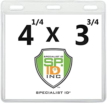 5 Pack - Premium Vaccination Card Protector 3 X 4 In for CDC Immunization Record or 4x3 Horizontal Badge I’D Name Tag - Clear Vinyl Plastic Sleeve w 3 Lanyard Slots for Events & Travel - Specialist ID