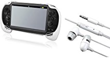 Everydaysource Compatible With Sony PlayStation Vita : White Hard plastic rubber coating Hand Grip   On-off & Mic Headsets