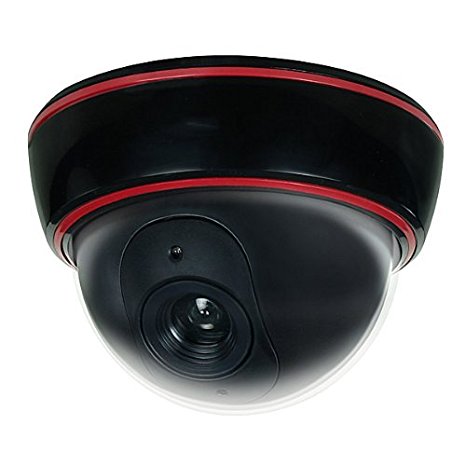 R-Tech Wireless Dummy Dome Security Camera (Black) with Flashing Red LED