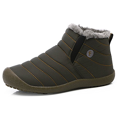 SITAILE Snow Boots, Women Men Fur Lined Waterproof Winter Outdoor Slip On Boots Ankle Snow Booties