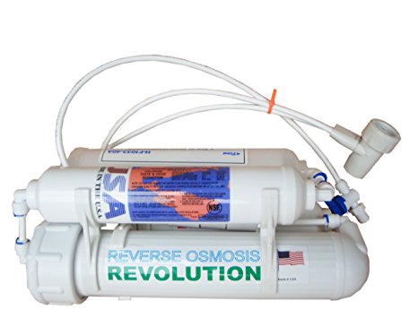 Aquarium 4-stage Countertop Reverse Osmosis Revolution RO System with DI/T33 Deionizing Mixed Bed 0PPM, 75 GPD, made in USA