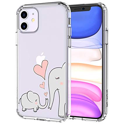 MOSNOVO iPhone 11 Case, Cute Elephant Pattern Clear Design Transparent Plastic Hard Back Case with TPU Bumper Protective Case Cover for Apple iPhone 11 (2019)