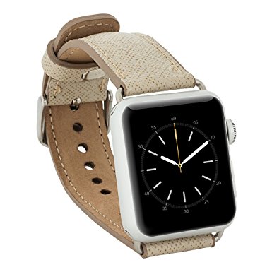 Apple Watch Band, Burkley® Case Luxury Genuine Leather Watch Band Strap Bracelet Replacement Wrist Band With Adapter Clasp for iWatch Apple Watch & Sport & Edition- Padded Leather 38mm Sacco (Grey)